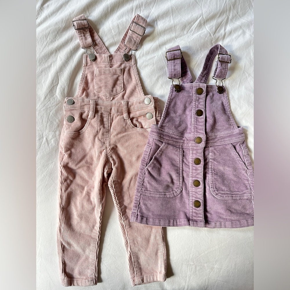 Jamie Kay Corduroy Overalls Set - Pink and Purple